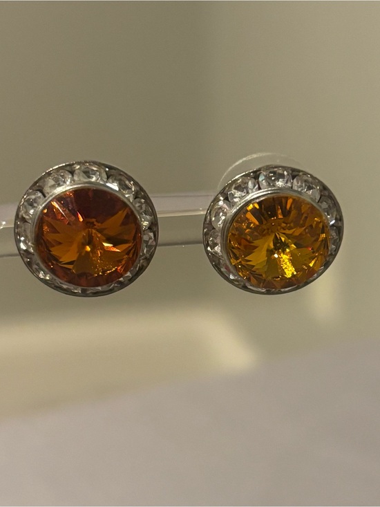 Jewelry - Elegant Vintage Orange Citrine and Pyrite Stud Earrings